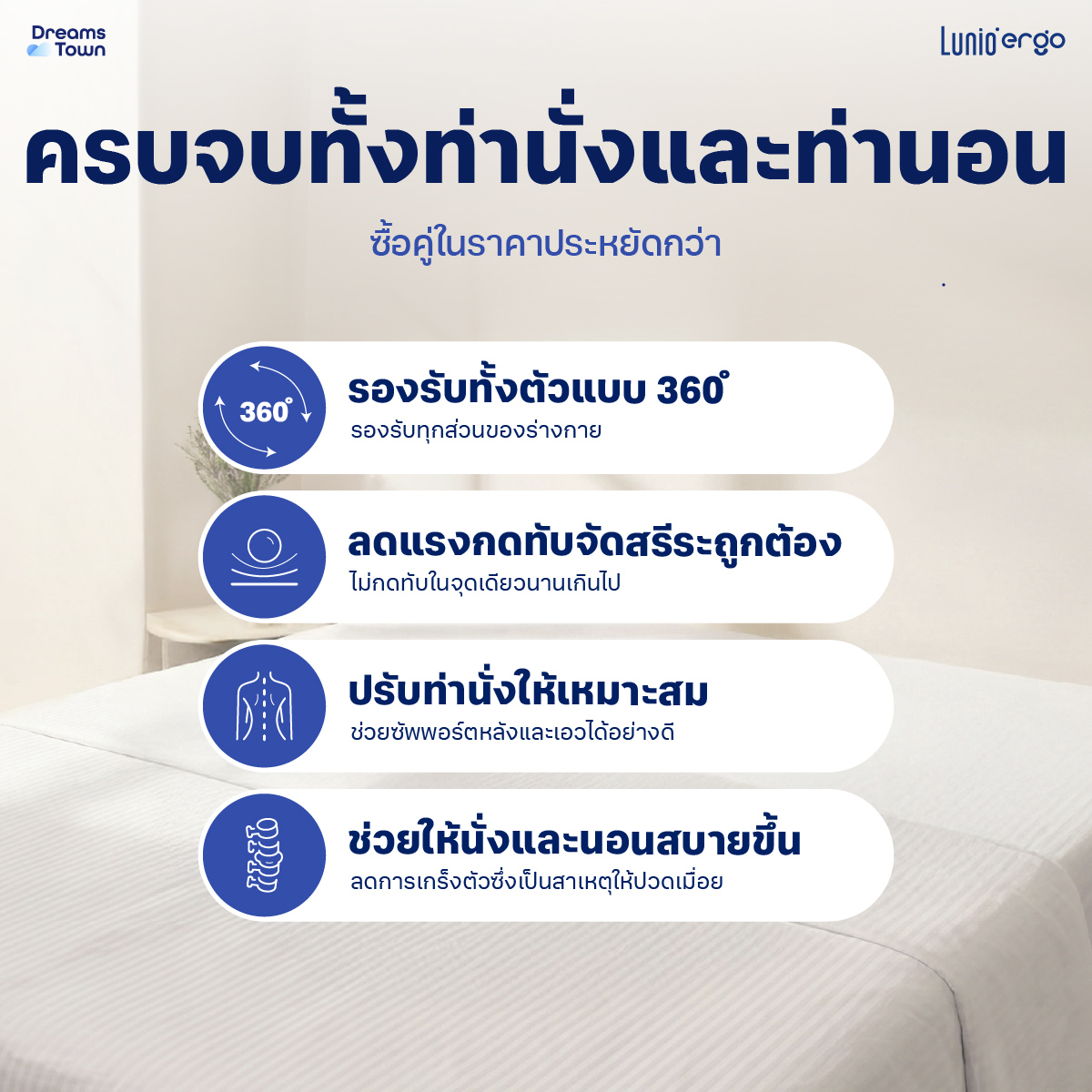 เซ็ตหมอนพิงหลัง LUNIO ERGO CUDDLE PILLOW + EMBRACE PILLOW_2